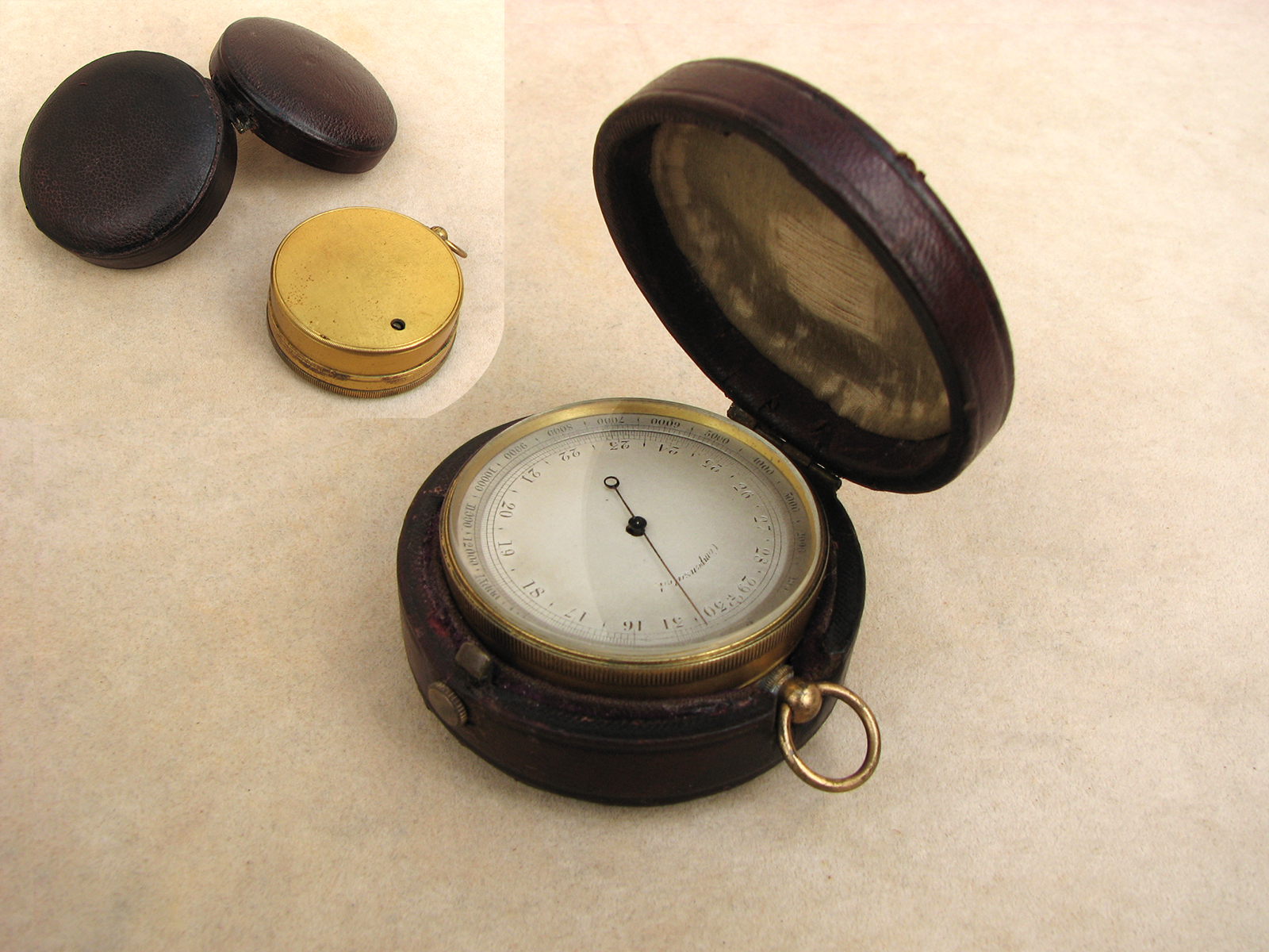 Rare high altitude pocket barometer with 18,000 feet altimeter, circa 1890